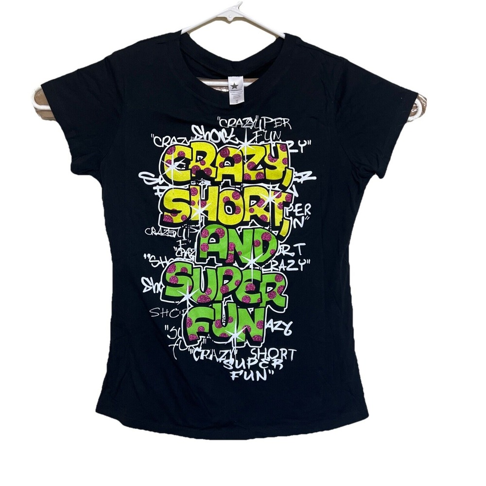 Black T shirt women‎ "crazy Short And Super Fun" Size 1X NWT fun, Travel, Party